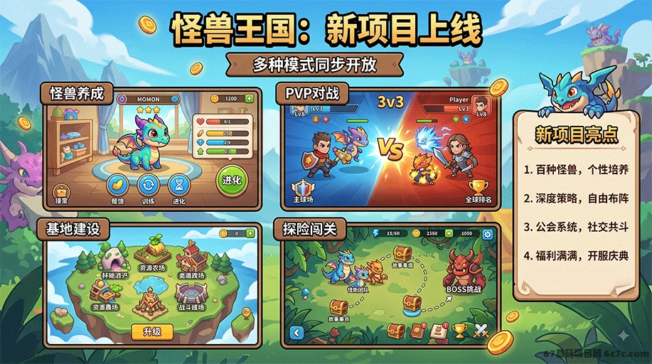 怪兽王国玩法介绍:新项目上线,多种模式同步开放