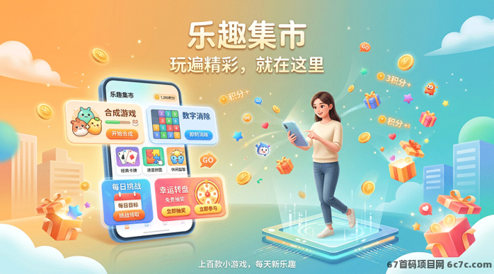 乐趣集市新项目开启,每日小游戏加任务,收集积分兑换活动奖励