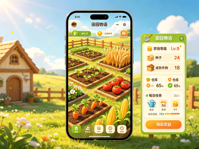 田园物语新项目上线,种植收获加每日任务,慢慢打造自己的小农场