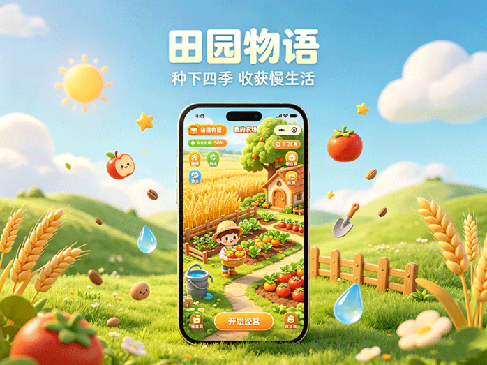 田园物语新项目上线,种植收获加每日任务,慢慢打造自己的小农场