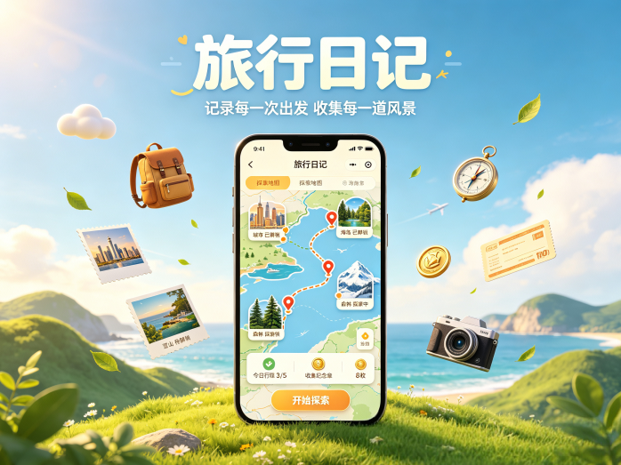旅行日记新项目上线,探索地图收集纪念册,每日任务解锁新旅程