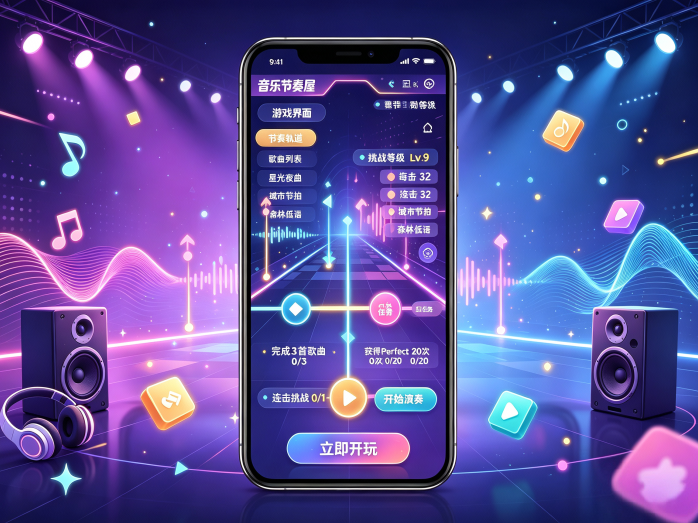音乐节奏屋新玩法开启,听音乐闯关挑战,每日任务解锁新曲目