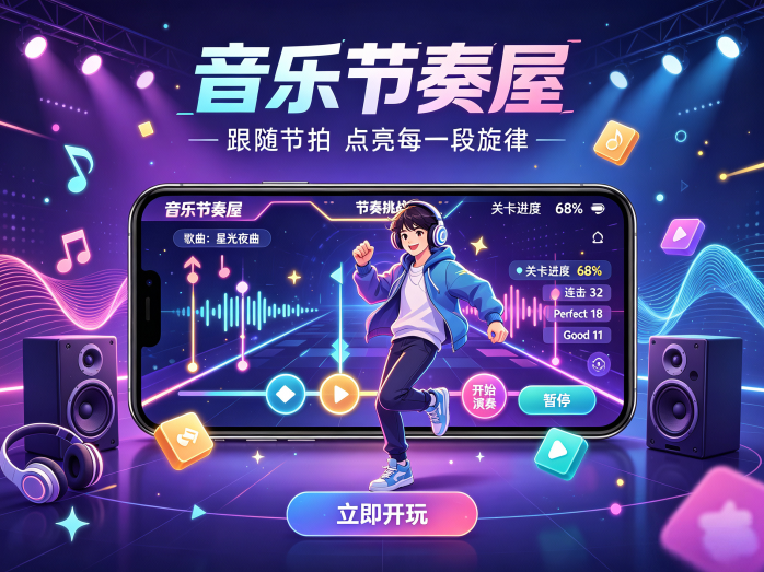 音乐节奏屋新玩法开启,听音乐闯关挑战,每日任务解锁新曲目