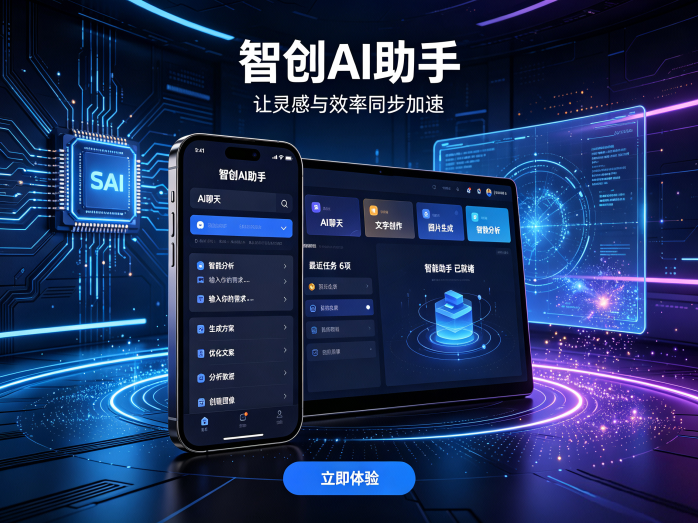 智创AI助手新项目上线,AI工具赋能日常创作,多场景智能应用开启