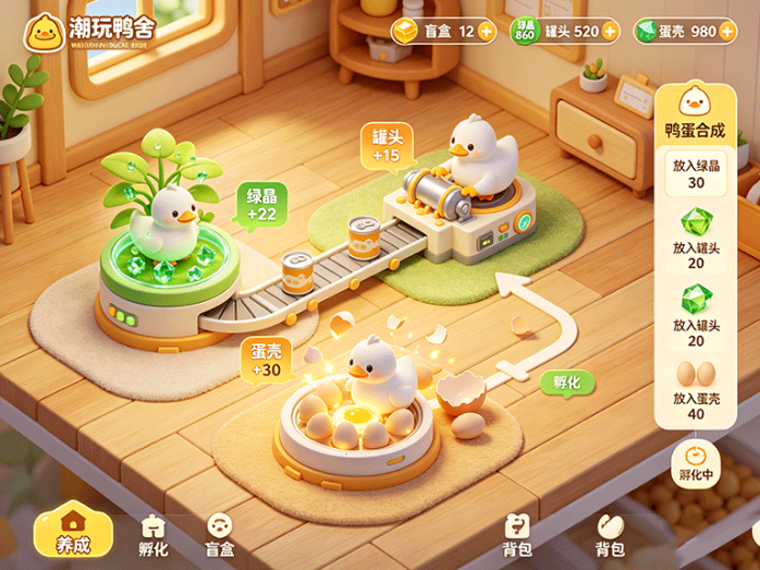《玩购鸭》怪兽潮玩盲盒玩法,三种鸭子带来不同养成路线