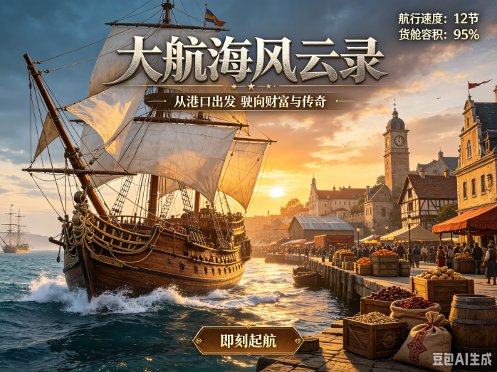 大航海风云录测试震撼上线:自由海域探险与跨洋贸易跑商,登录即赠皇家三桅旗舰