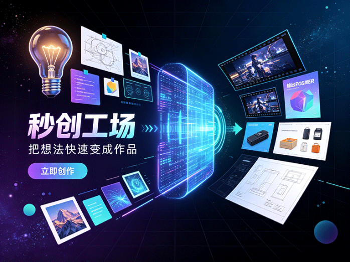 秒创工场,AI做视频加素材任务,创作者积分可换工具额度
