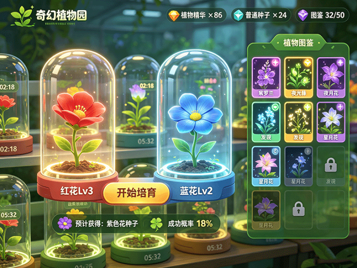 奇幻植物园种子培育玩法,不同组合还能长出稀有植物