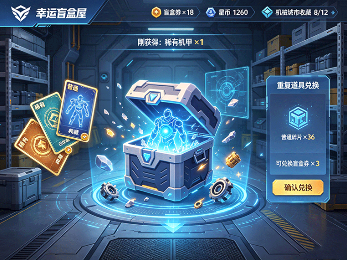 幸运盲盒屋全新收集玩法,抽到重复道具还能换稀有物品