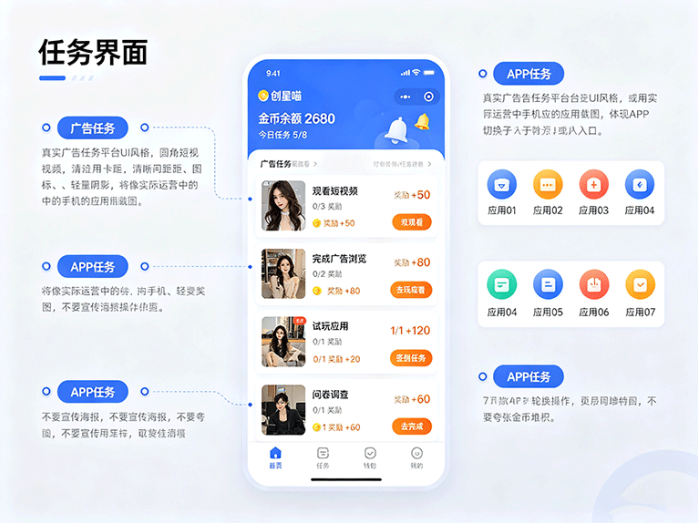 创星喵新增玩法上线,7款APP轮换看广告
