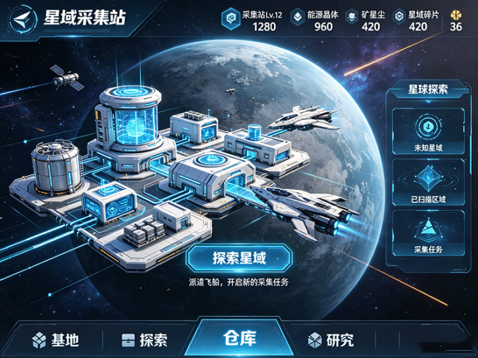 星域采集站,全新星球探索玩法,采集资源还能打造专属星域