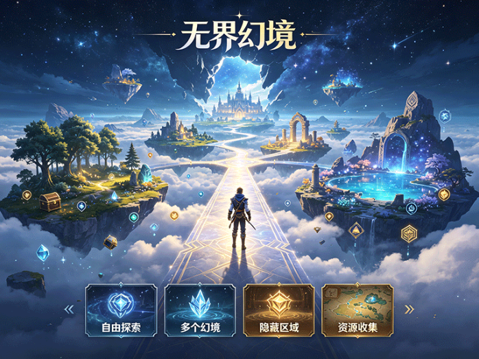 无界幻境踏入奇幻开放世界,探索不同幻境寻找隐藏区域