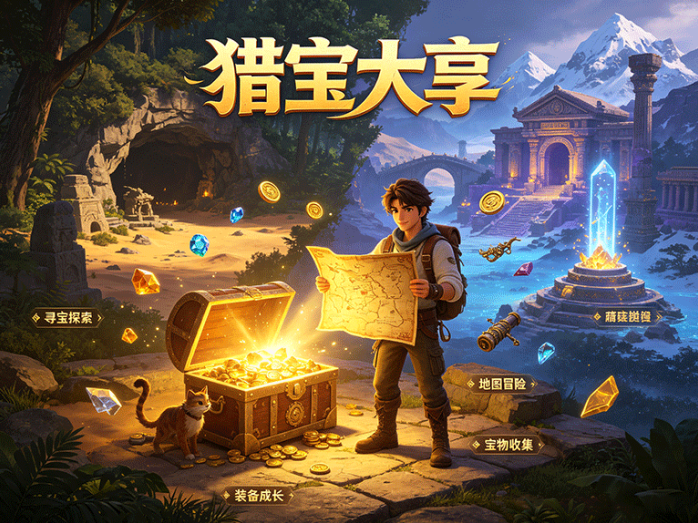猎宝大享开启寻宝冒险,探索地图寻找稀有宝物