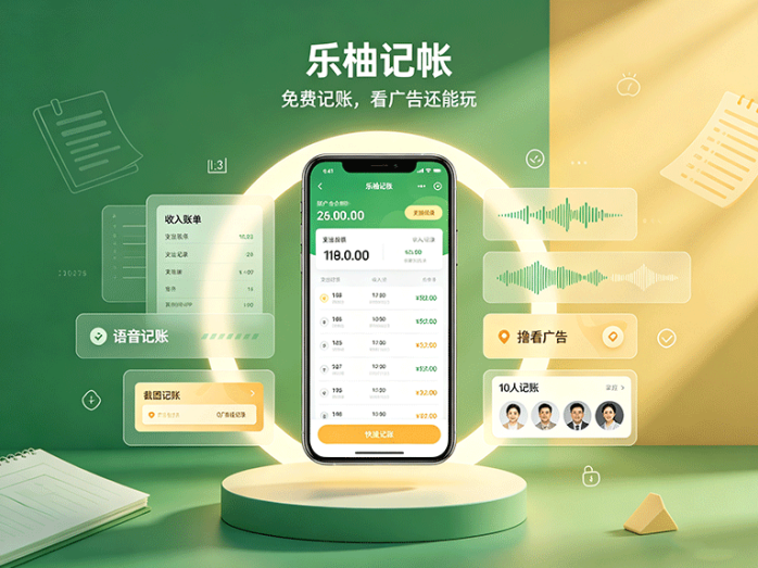 乐柚记帐看广告的新玩法,免费记账还能用语音和截图快速记账