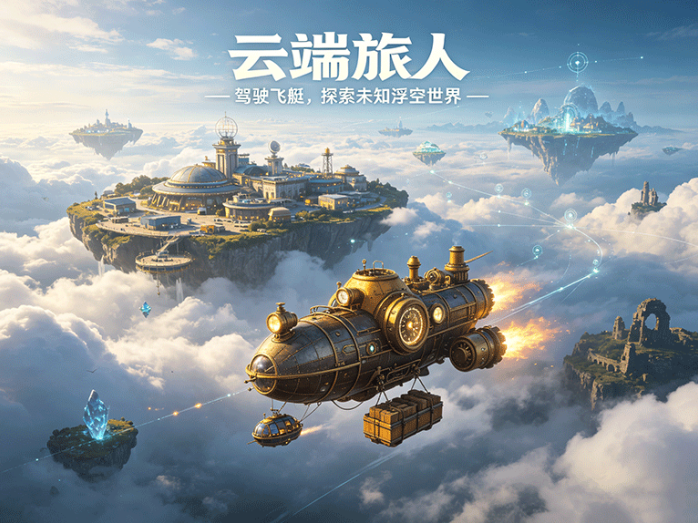 云端旅人首码开启,驾驶飞艇穿梭浮空群岛,收集资源建设自己的天空基地