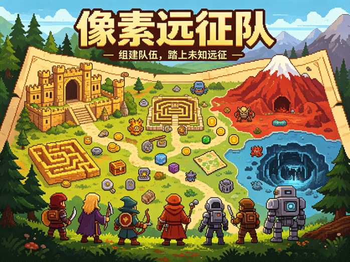 像素远征队出发,冒险闯关与角色成长同步推进