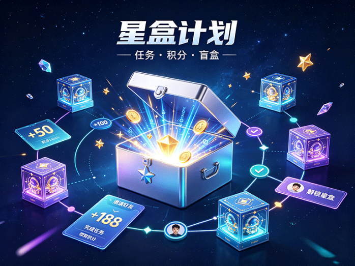 星盒计划开启盲盒任务玩法,积分积累与宝盒解锁同步推进