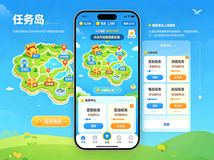 想了解任务岛怎么玩?做任务积累积分,更多岛屿玩法等你解锁