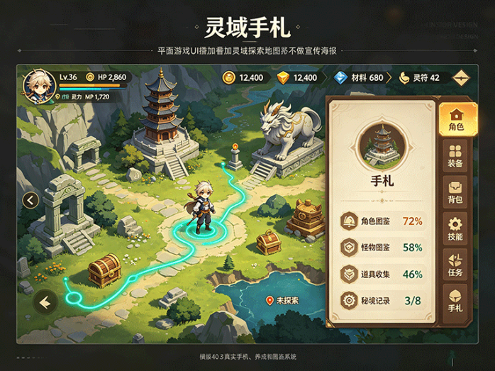 踏入灵域开启冒险,灵域手札边探索边收集,慢慢培养自己的角色
