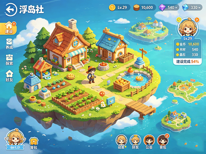 浮岛社新玩法上线,经营专属浮岛,社交互动和游戏内容同步推进