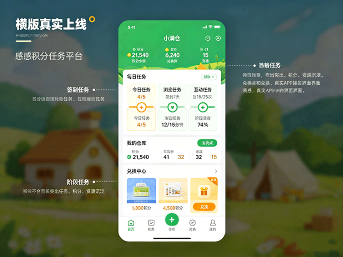 小满仓正式上线,做任务攒积分,资源收集与兑换玩法一气呵成!
