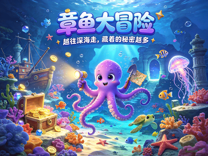 从海底探索到宝藏收集,章鱼大冒险开启章鱼养成玩法!