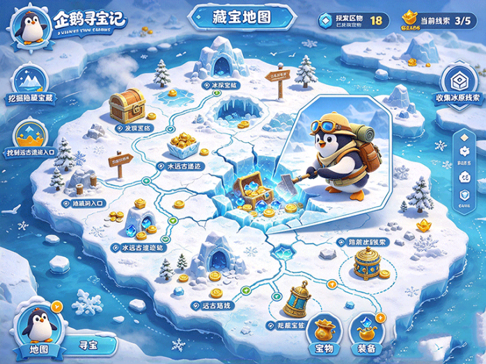 企鹅寻宝记有什么好玩的?一边闯冰雪地图,一边把宝藏全部找出来!