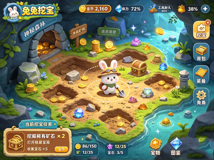 挖矿还能养兔兔?兔兔挖宝把寻宝探索与角色养成结合起来