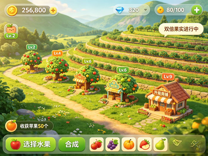 山间果铺,轻松解压的合成经营小游戏