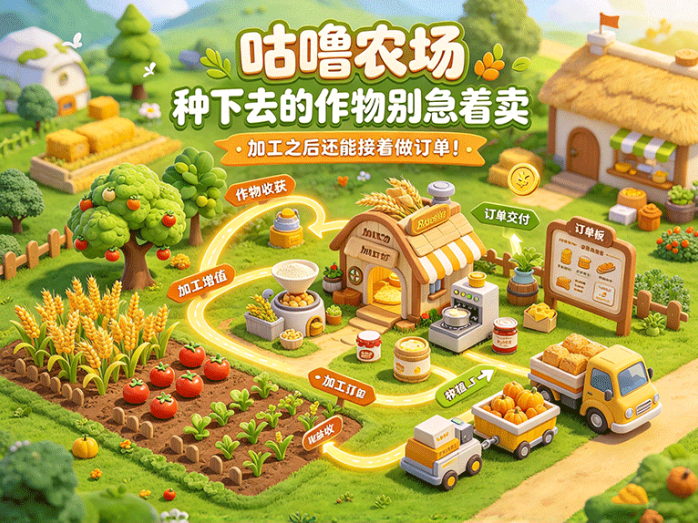 咕噜农场,种下去的作物别急着卖,加工之后还能接着做订单!
