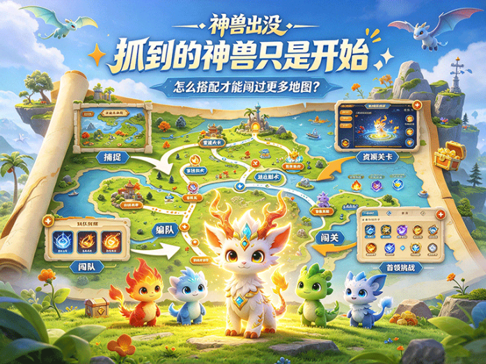 神兽出没,抓到的神兽只是开始,怎么搭配才能闯过更多地图?