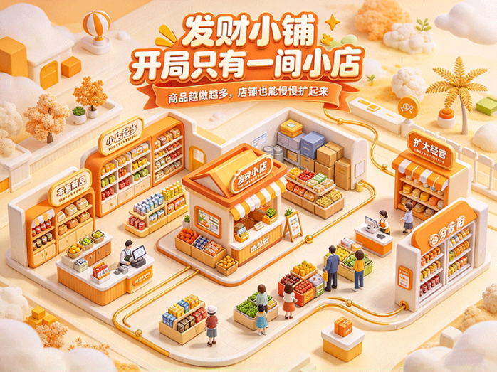 发财小铺:开局只有一间小店,商品越做越多,店铺也能慢慢扩起来