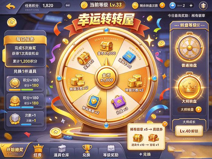 亲测超好玩!幸运转转屋多重等级转盘福利拉满,速度占位!