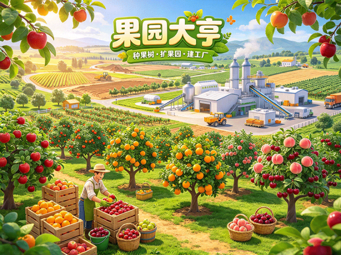 先种下一棵果树,再慢慢扩建果园,果园大亨开启种植经营玩法!