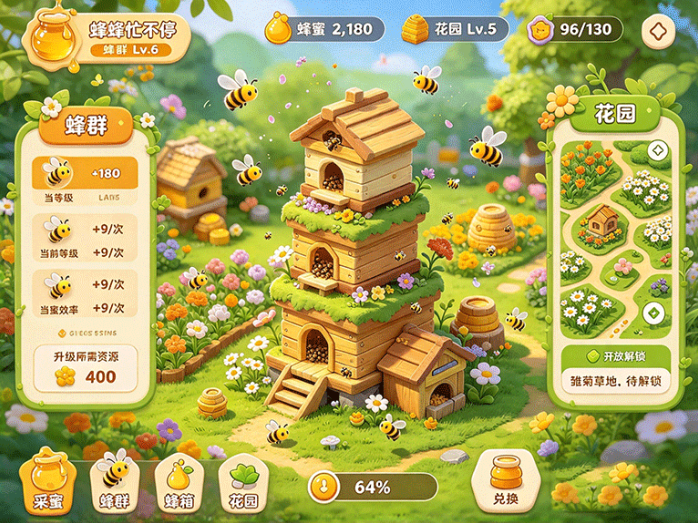 养好蜂群只是开始,蜜蜂忙不停开启蜂箱扩建和花园养成玩法