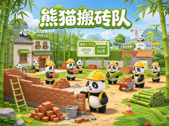 从搬几块砖开始,熊猫搬砖队怎么玩出自己的团队基地?