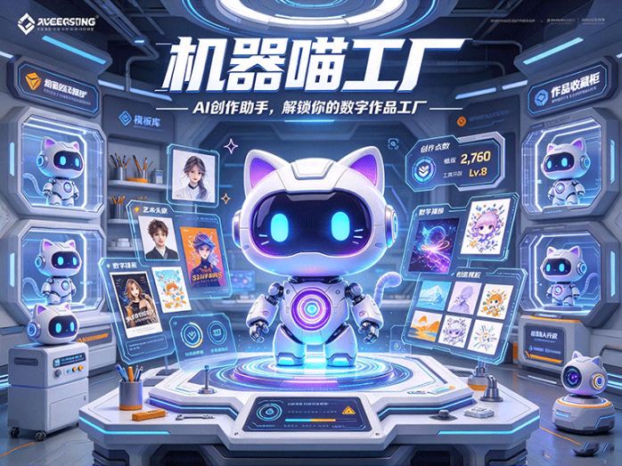 AI机器喵能做什么?机器喵工厂支持头像、海报和数字作品创作