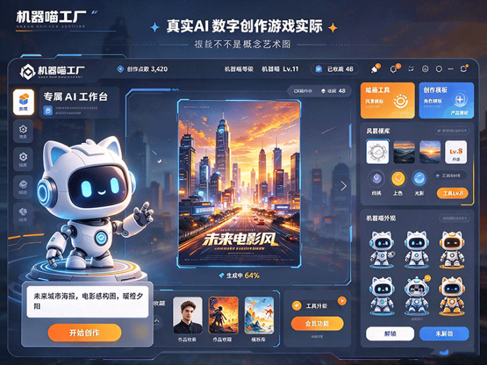 AI机器喵能做什么?机器喵工厂支持头像、海报和数字作品创作