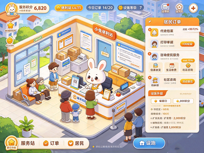 从社区小站到日常服务,小兔便利站开启居民互动与便利经营玩法!