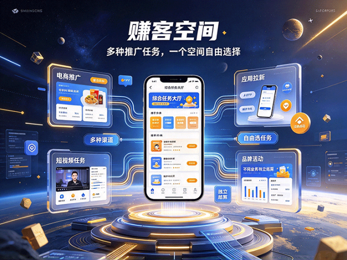 赚客空间:电商、拉新、短视频任务集中在一起,按自己的渠道挑着做