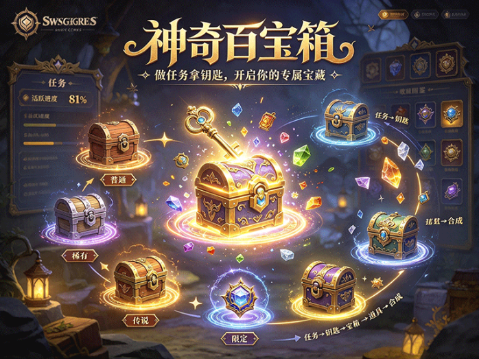 神奇百宝箱怎么玩?每日做任务攒钥匙,多等级宝箱等你开启