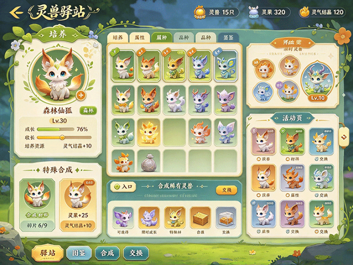 灵兽驿站:收集不同灵兽放进驿站培养,还能和玩家交换稀有品种