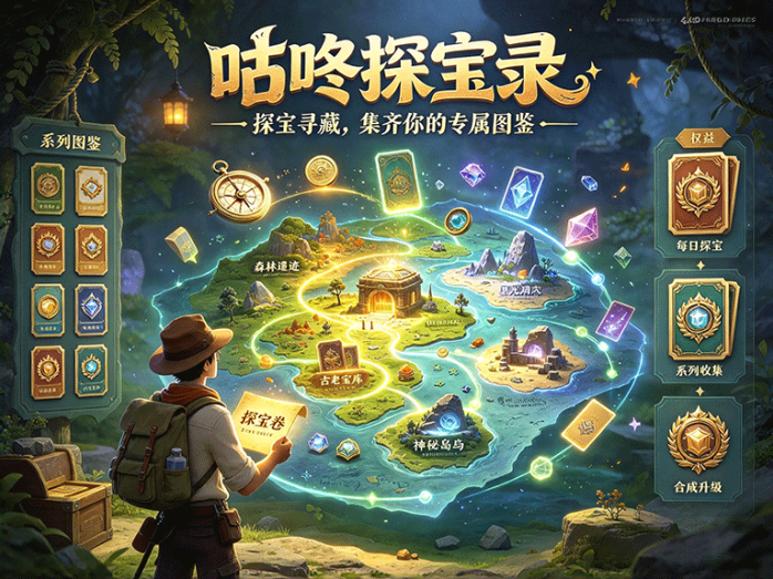 咕咚探宝录:每天拿探宝卷去寻宝,隐藏道具慢慢补齐整套图鉴