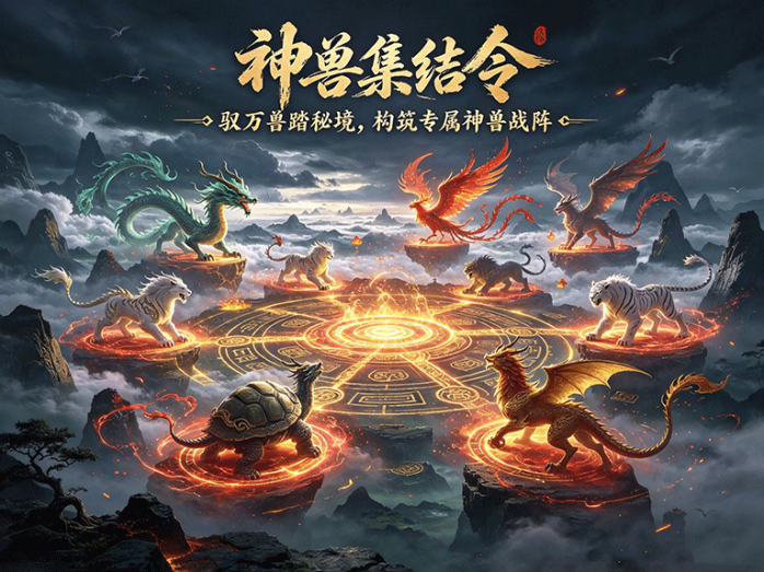 神兽集结令开启秘境冒险,驯服不同神兽,组建属于自己的战阵