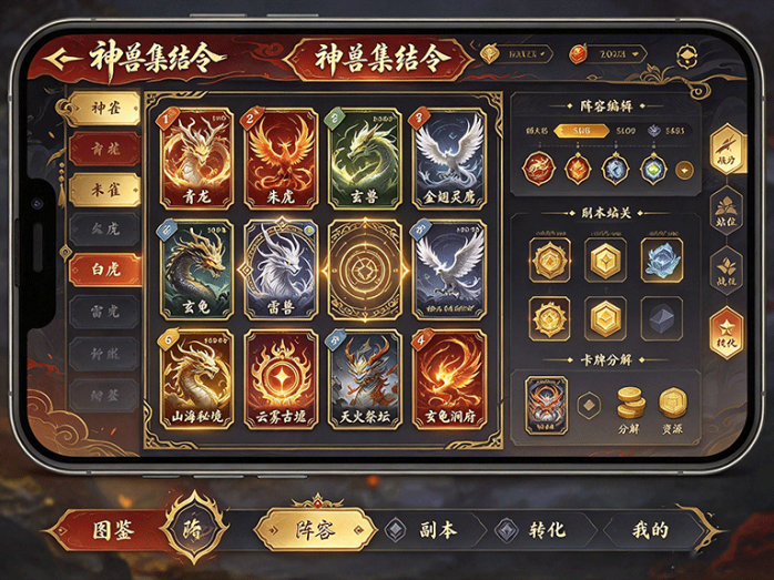 神兽集结令开启秘境冒险,驯服不同神兽,组建属于自己的战阵