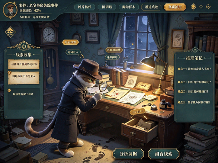 《灵猫探案簿》猫咪侦探出动!搜查现场、比对证词、拼接证据,每起案件都藏着不同的真相