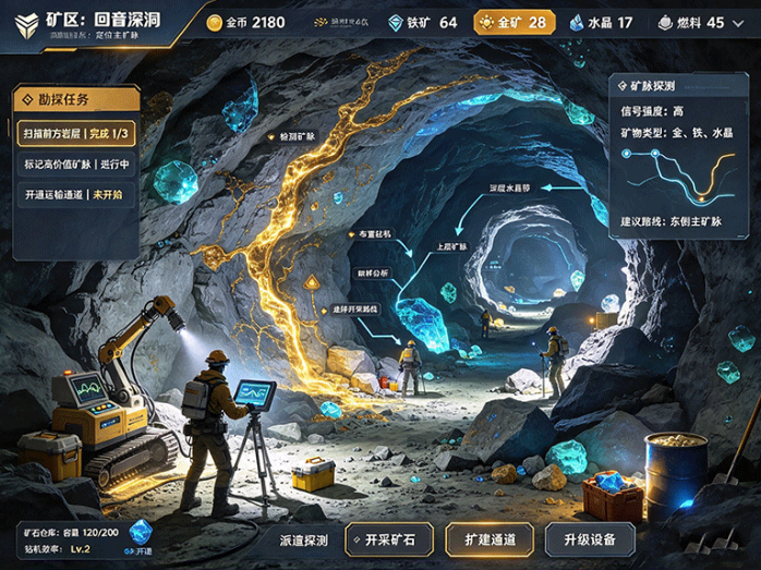 《龙脉寻金》地下探矿策略玩法!解读地质线索、寻找隐藏矿脉,打造自己的地下采矿基地