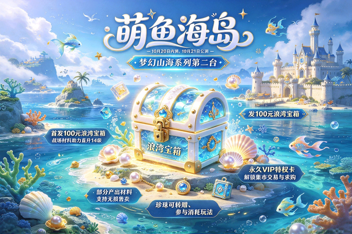 萌鱼海岛10月20日内测、21日公测,浪湾宝箱开启战场养成!