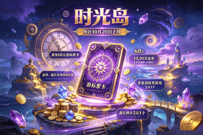 时光岛预计10月20日上线,60米游标紫卡登场,金块与晶石支持市场交换!