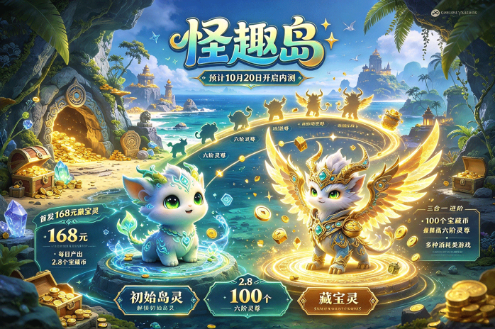 怪趣岛开启内测,藏宝灵解锁岛灵养成,三合一高进阶六阶灵尊!